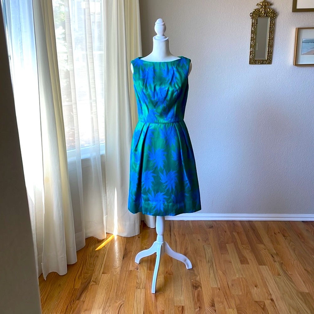 VINTAGE Gorgeous Mardi Gras New York Blue and Green Dress